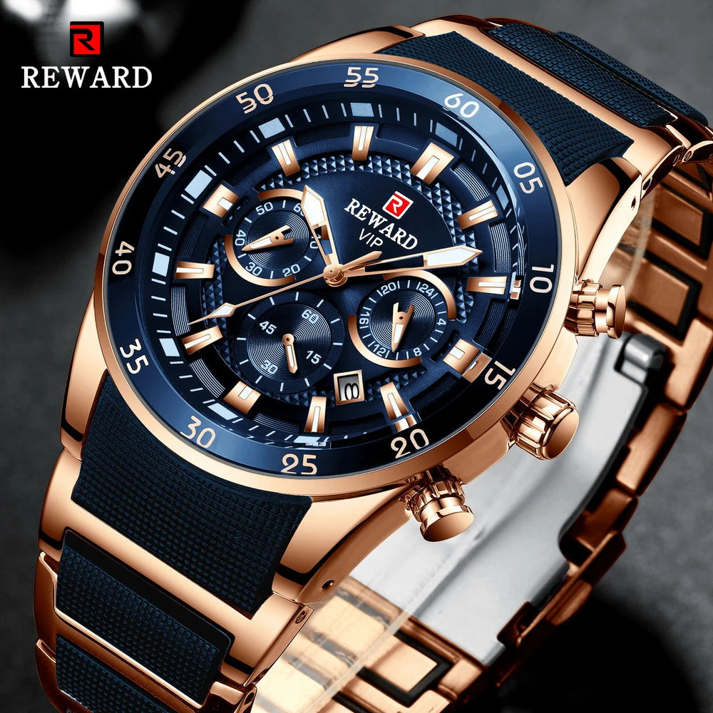 REWARD 81001 Men Watch Luxury Quartz All Steel Men Watch