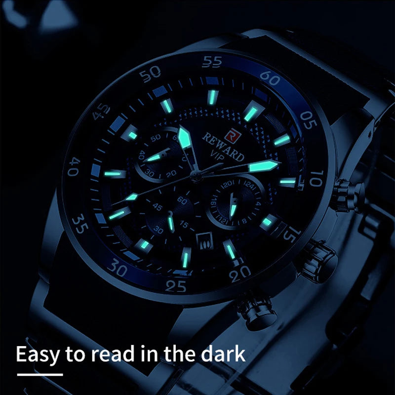 REWARD 81001 Men Watch Luxury Quartz All Steel Men Watch
