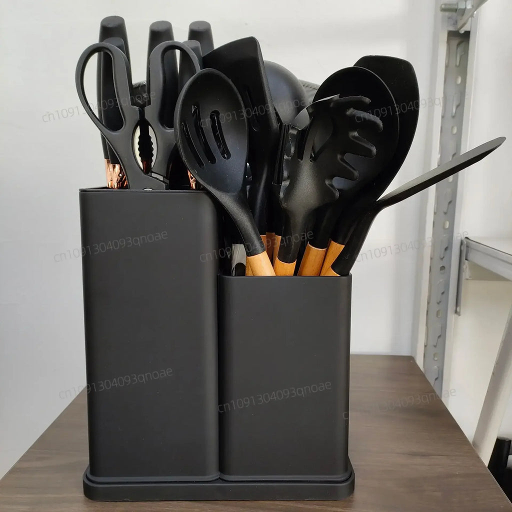 19 Advanced Silicone Kitchenware Sets Equipped with Wooden Handles