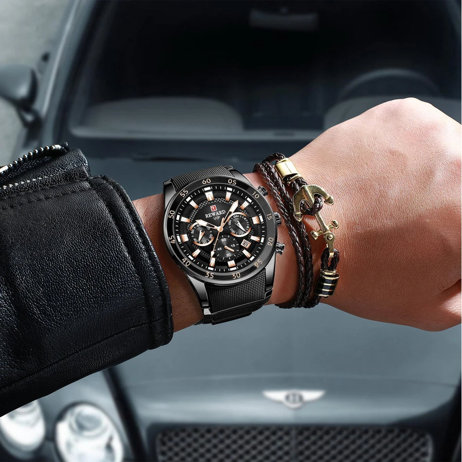 REWARD 81001 Men Watch Luxury Quartz All Steel Men Watch