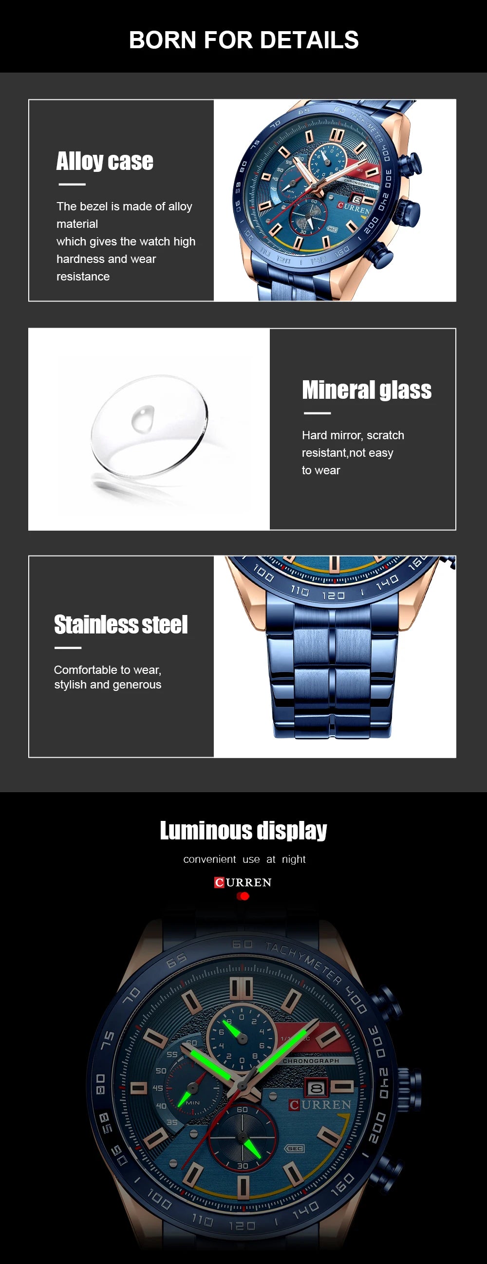 CURREN Luxury Brand Men Watch Fashion Men‘s Quartz Watches