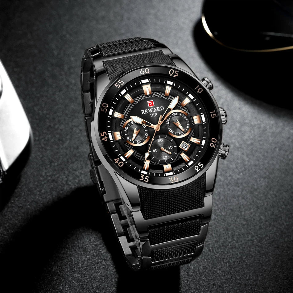 REWARD 81001 Men Watch Luxury Quartz All Steel Men Watch