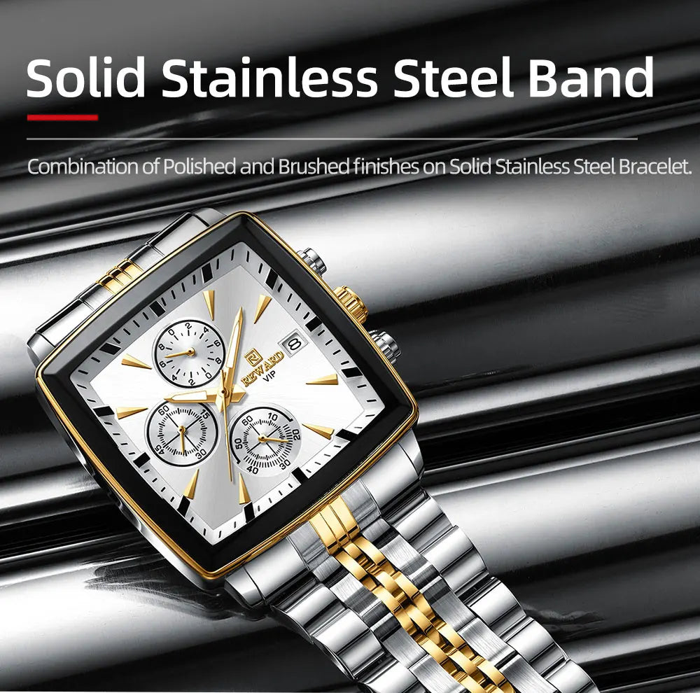 REWARD Rectangle Men's Watches Quartz Wristwatches Luxury Business