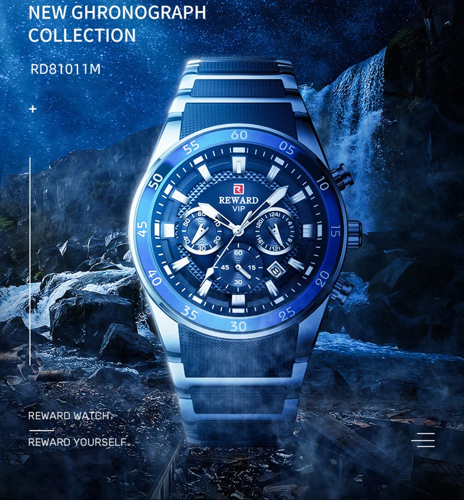 REWARD 81001 Men Watch Luxury Quartz All Steel Men Watch