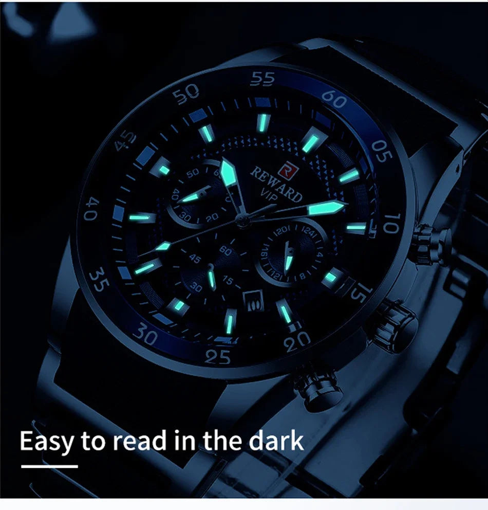 REWARD 81001 Men Watch Luxury Quartz All Steel Men Watch