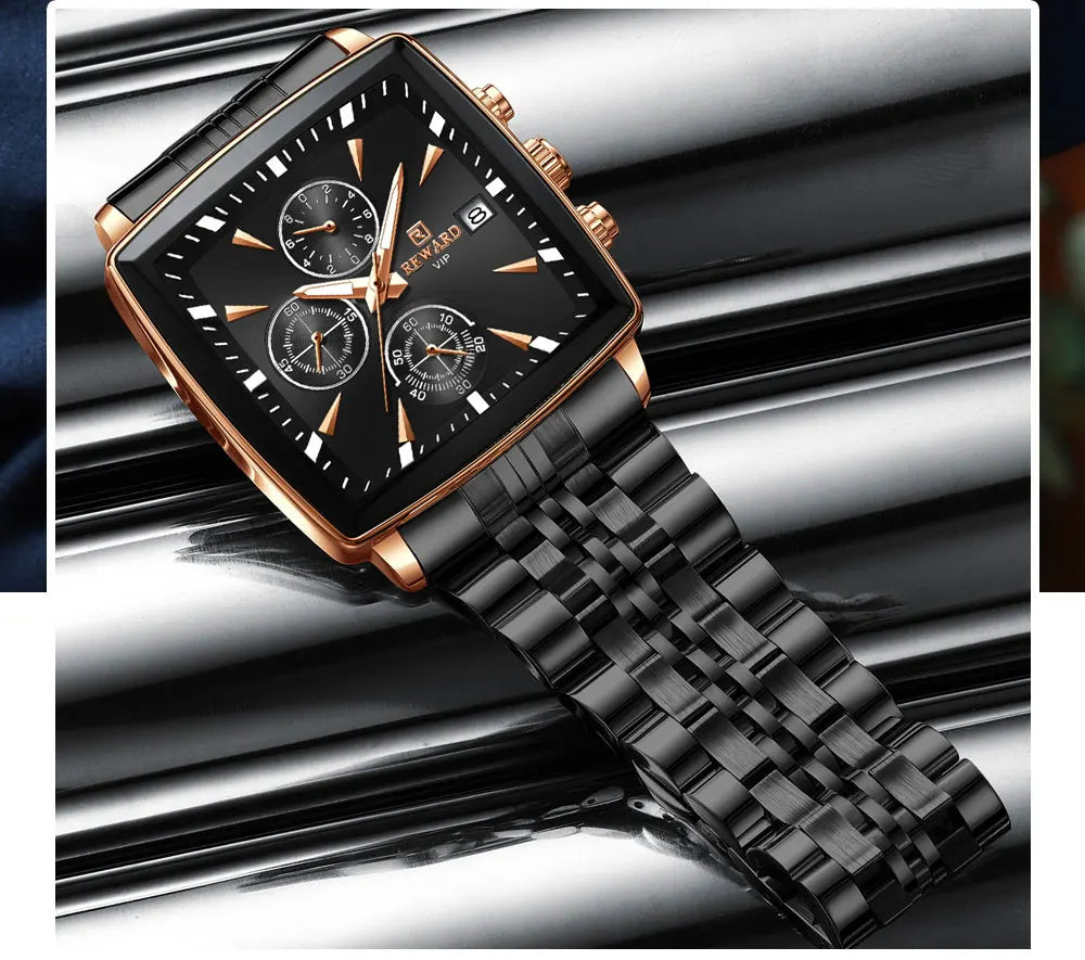REWARD Rectangle Men's Watches Quartz Wristwatches Luxury Business