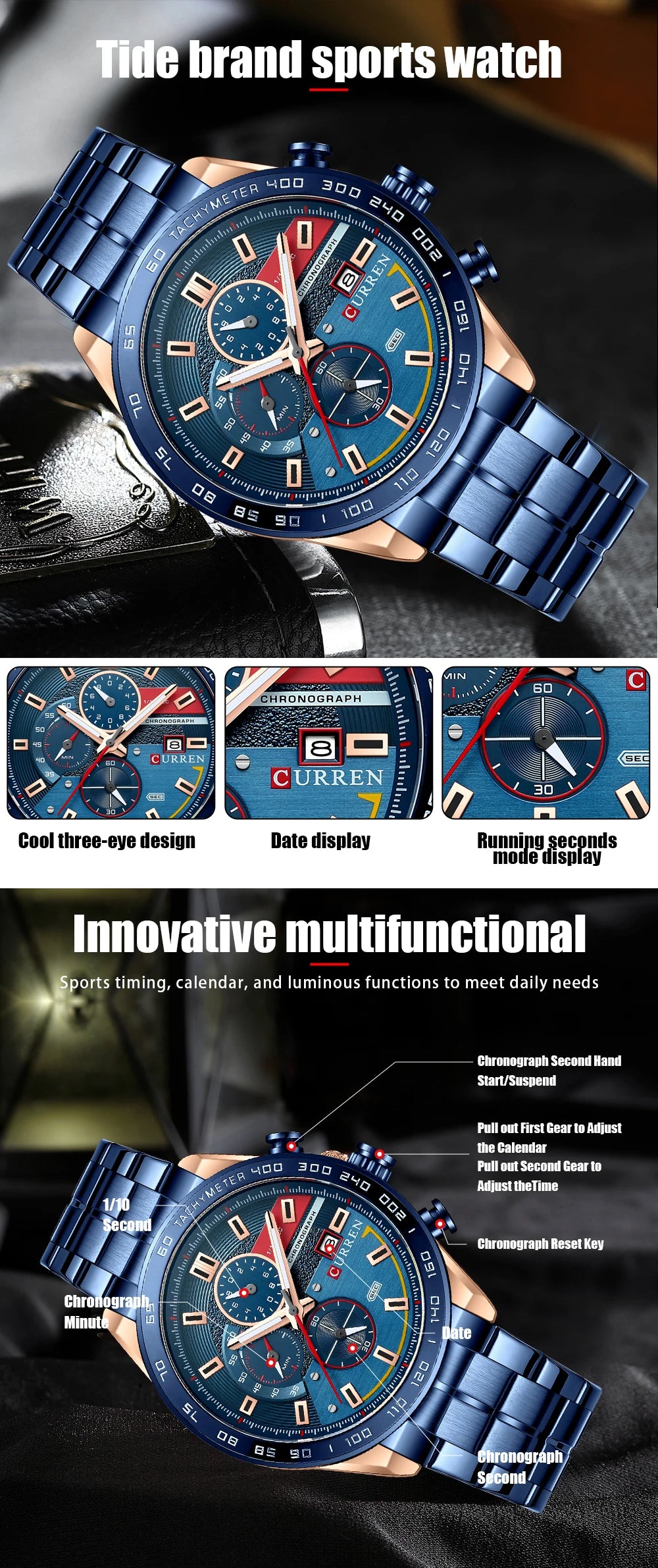 CURREN Luxury Brand Men Watch Fashion Men‘s Quartz Watches
