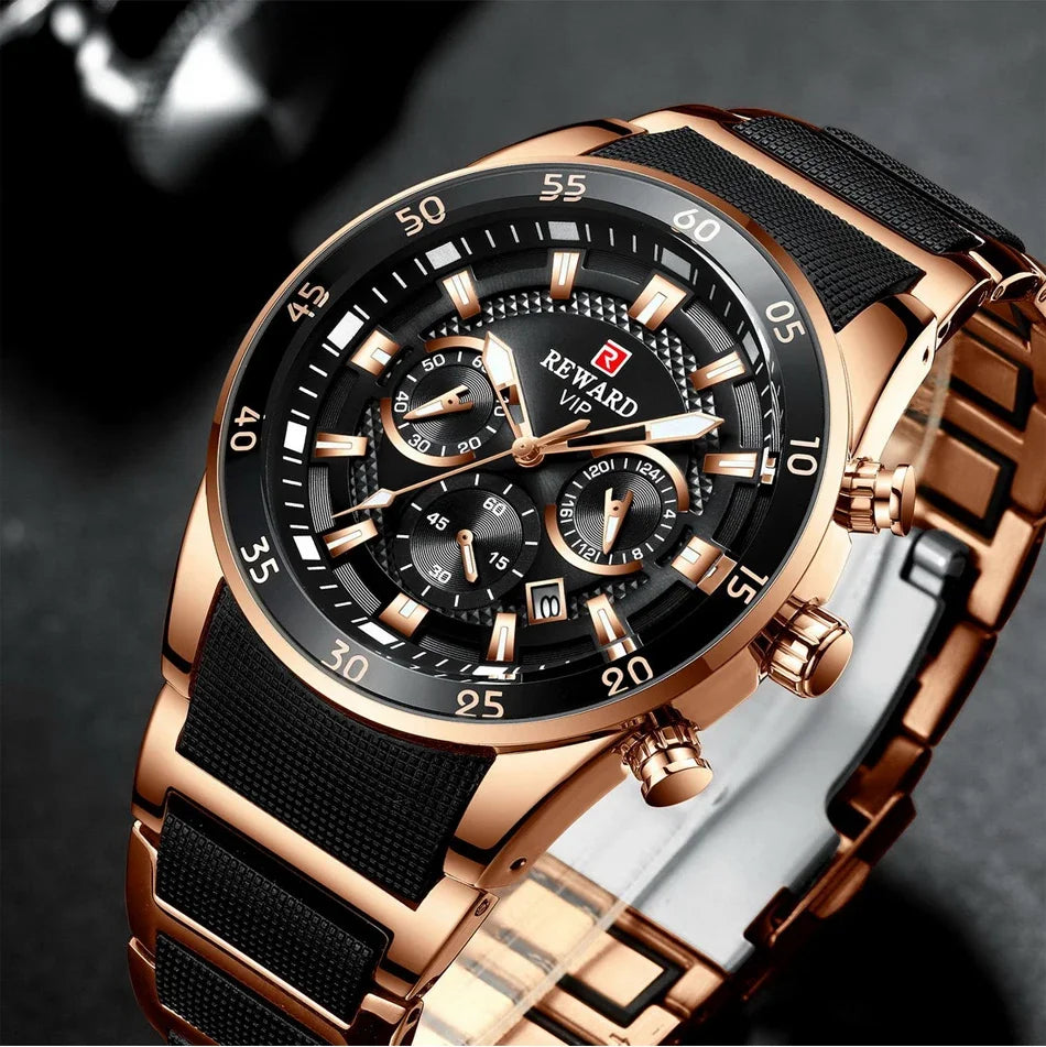 REWARD 81001 Men Watch Luxury Quartz All Steel Men Watch